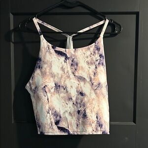 Old Navy Purple and Cream Marble Athletic Tank Top (cropped)